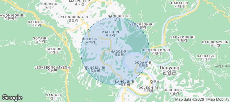 Danyang-gun Airbnb map